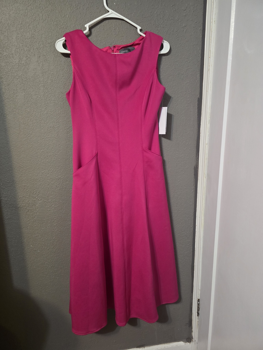 Donna Ricco Hot Pink Sleeveless Midi Fit-and-Flare Dress